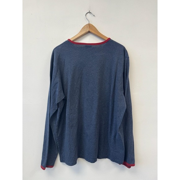 Vintage Playboy Shirt XL Blue Red Trim Long Sleeve Bunny Logo Soft Casual Tee - Picture 3 of 6